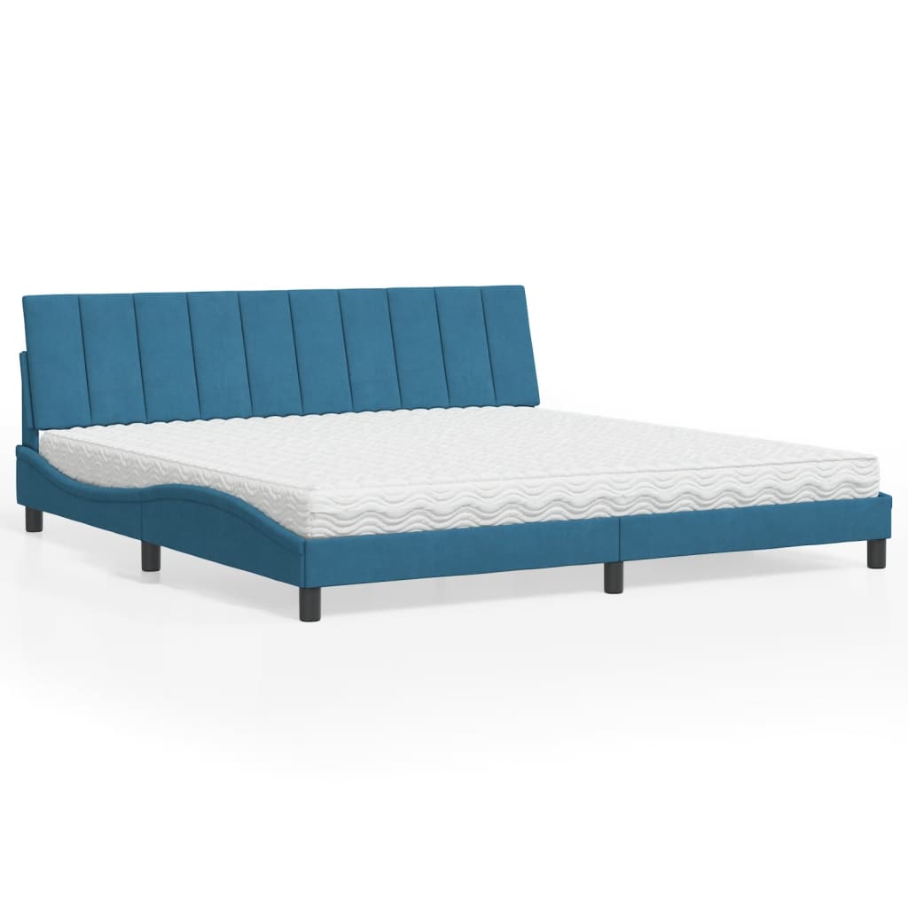 Letto con Materasso Blu 200x200 cm Velluto 3208620