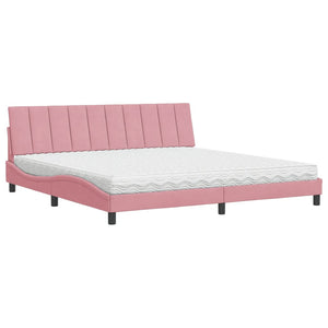 Letto con Materasso Rosa 200x200 cm in Velluto 3208621