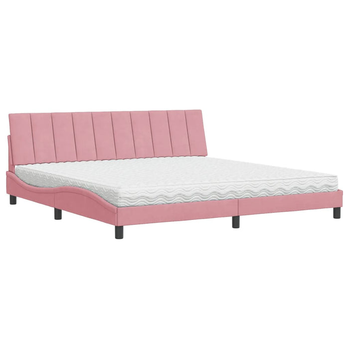 Letto con Materasso Rosa 200x200 cm in Velluto 3208621