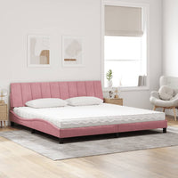 Letto con Materasso Rosa 200x200 cm in Velluto 3208621