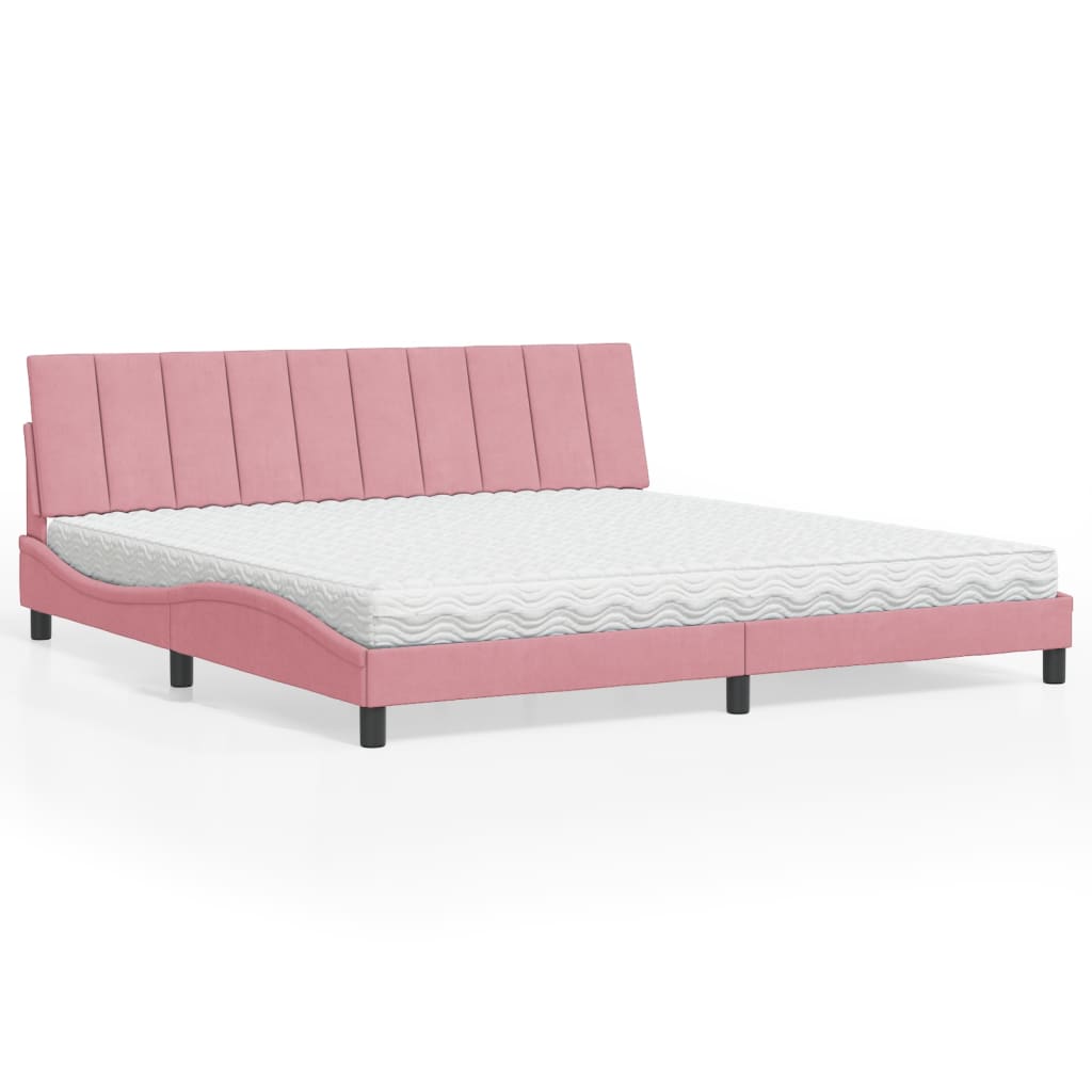 Letto con Materasso Rosa 200x200 cm in Velluto 3208621