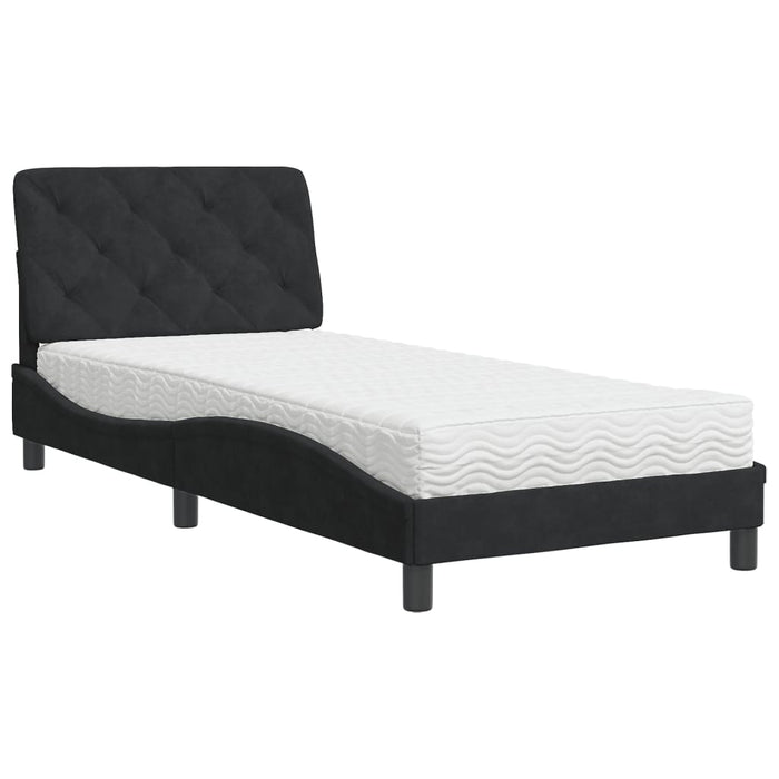 Letto con Materasso Nero 80x200 cm in Velluto 3208624