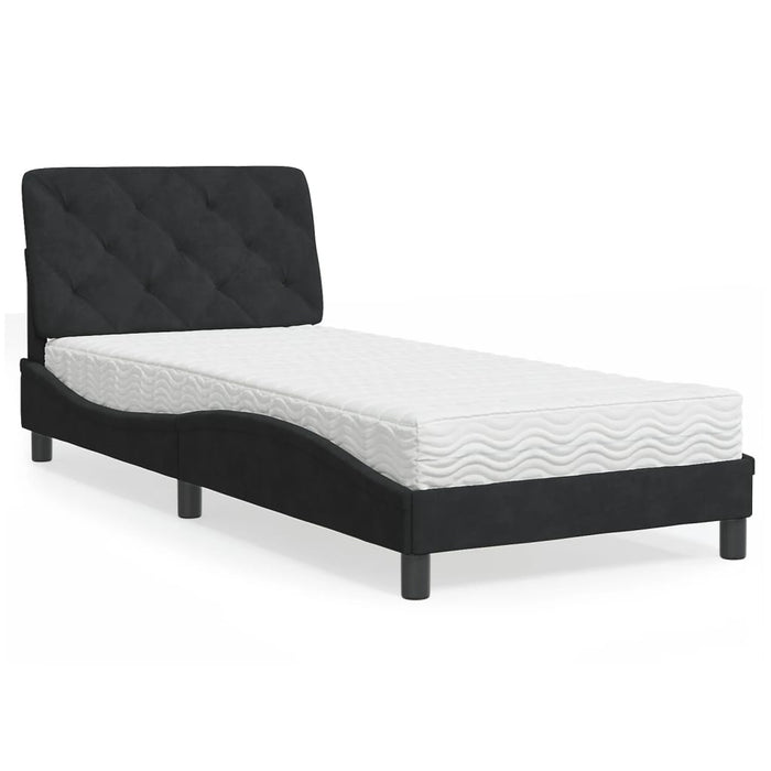 Letto con Materasso Nero 80x200 cm in Velluto 3208624