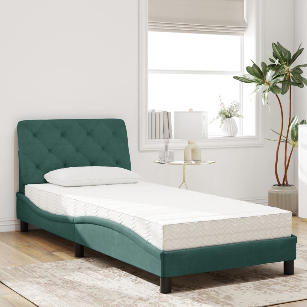 Letto con Materasso Verde Scuro 80x200 cm in Velluto 3208625