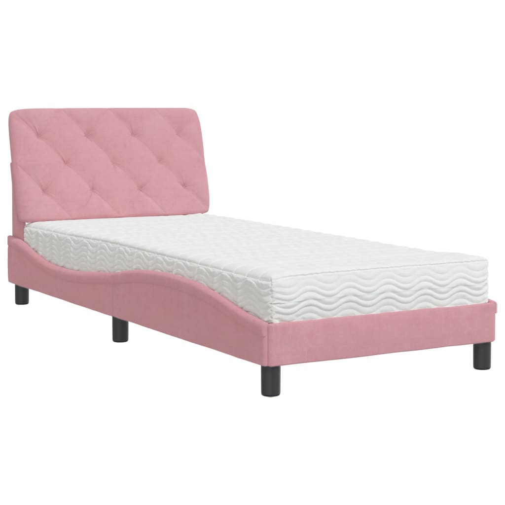 Letto con Materasso Rosa 80x200 cm in Velluto 3208627