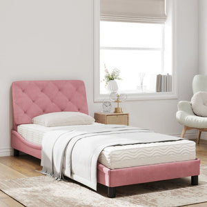 Letto con Materasso Rosa 80x200 cm in Velluto 3208627