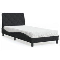 Letto con Materasso Nero 90x190 cm in Velluto 3208630