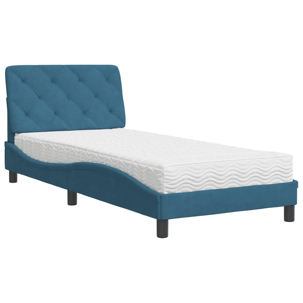 Letto con Materasso Blu 90x190 cm in Velluto 3208632