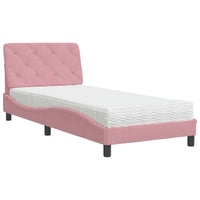 Letto con Materasso Rosa 90x190 cm in Velluto 3208633