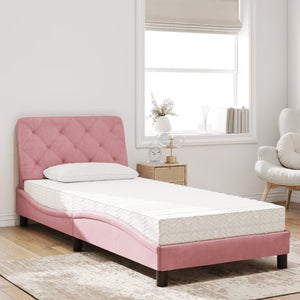 Letto con Materasso Rosa 90x190 cm in Velluto 3208633