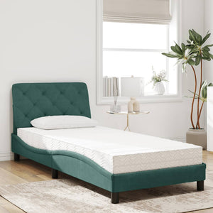 Letto con Materasso Verde Scuro 90x200 cm in Velluto 3208637