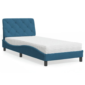 Letto con Materasso Blu 90x200 cm in Velluto 3208638