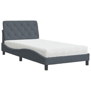 Letto con Materasso Grigio Scuro 100x200 cm in Velluto 3208641