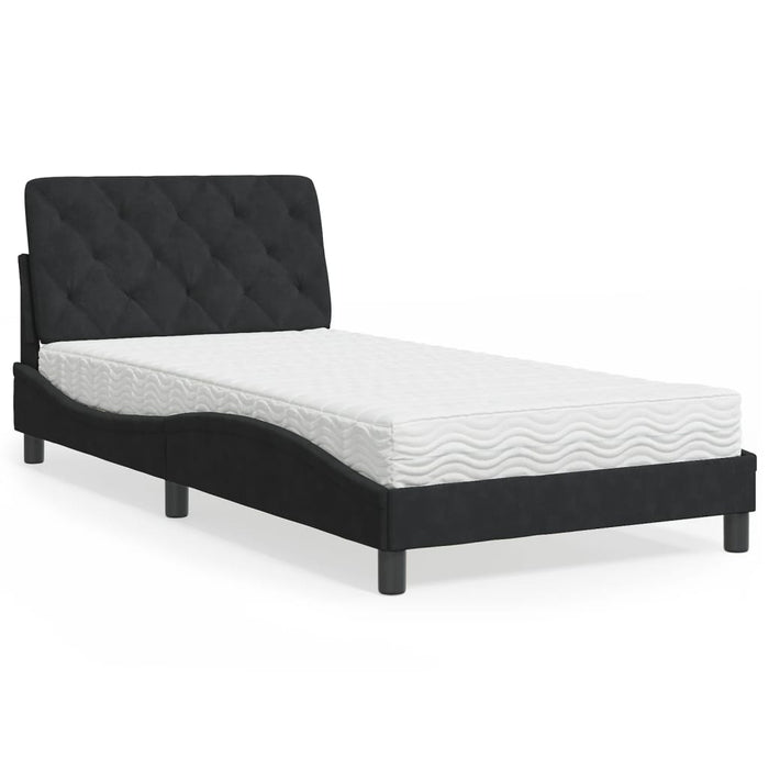 Letto con Materasso Nero 100x200 cm in Velluto 3208642