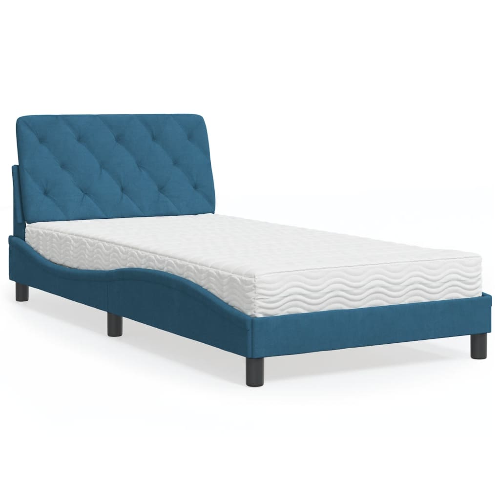 Letto con Materasso Blu 100x200 cm in Velluto 3208644