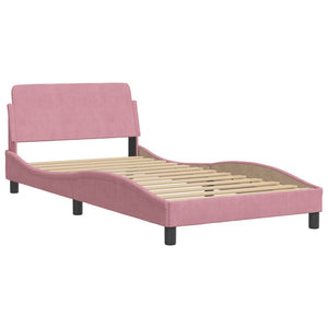 Letto con Materasso Rosa 100x200 cm in Velluto 3208645