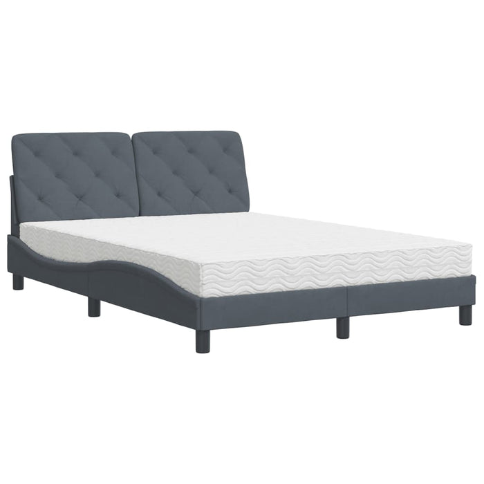 Letto con Materasso Grigio Scuro 120x200 cm in Velluto 3208647