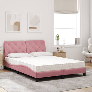 Letto con Materasso Rosa 120x200 cm in Velluto 3208651