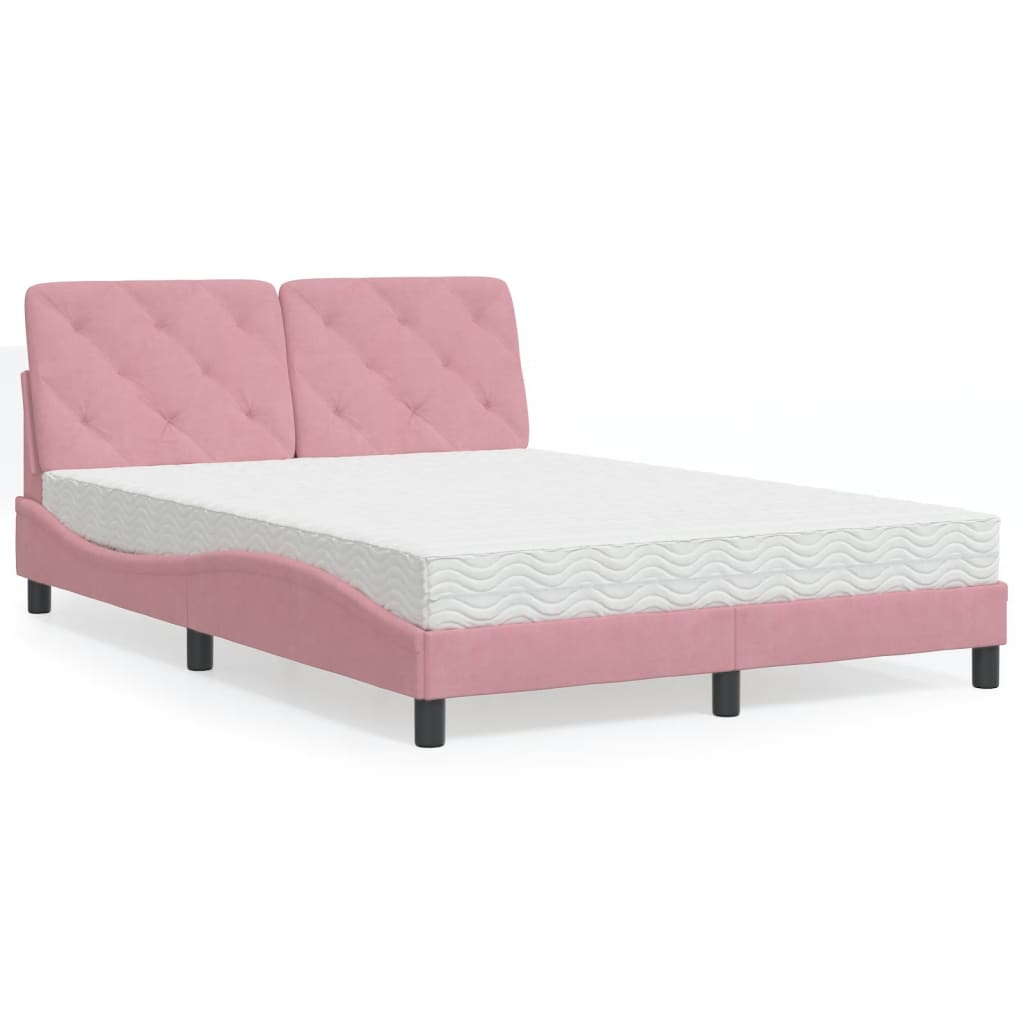 Letto con Materasso Rosa 120x200 cm in Velluto 3208651