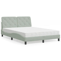 Letto con Materasso Grigio Chiaro 140x190 cm in Velluto 3208652