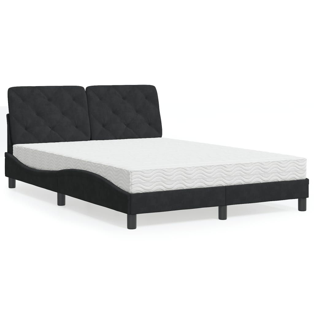 Letto con Materasso Nero 140x190 cm in Vellutocod mxl 115441