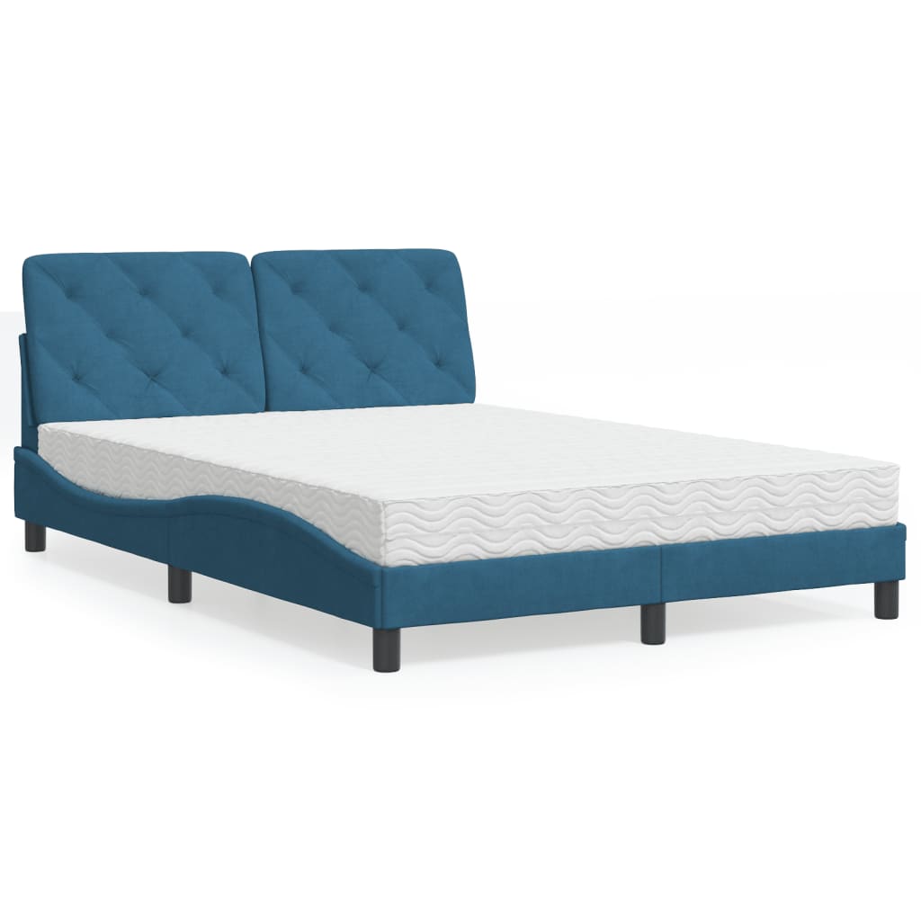 Letto con Materasso Blu 140x190 cm in Vellutocod mxl 115442