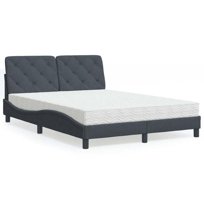 Letto con Materasso Grigio Scuro 140x200 cm in Velluto 3208659