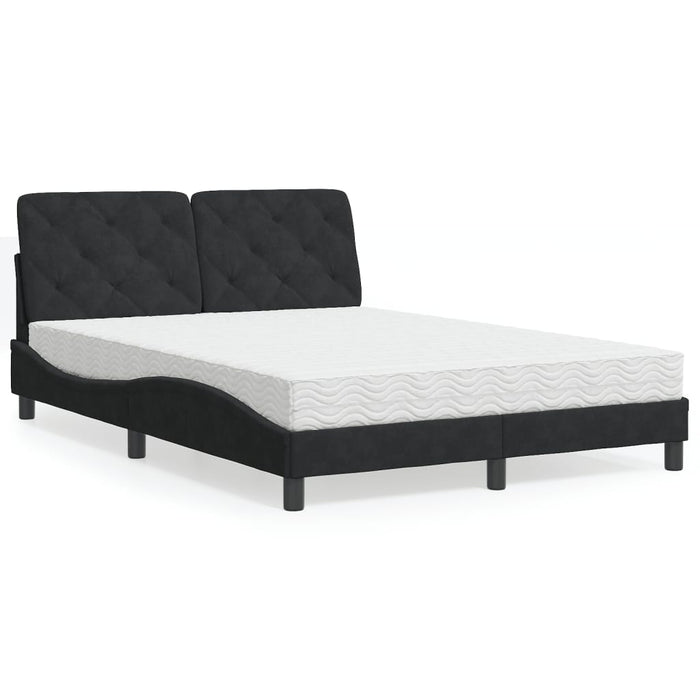 Letto con Materasso Nero 140x200 cm in Velluto 3208660