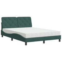 Letto con Materasso Verde Scuro 140x200 cm in Velluto 3208661