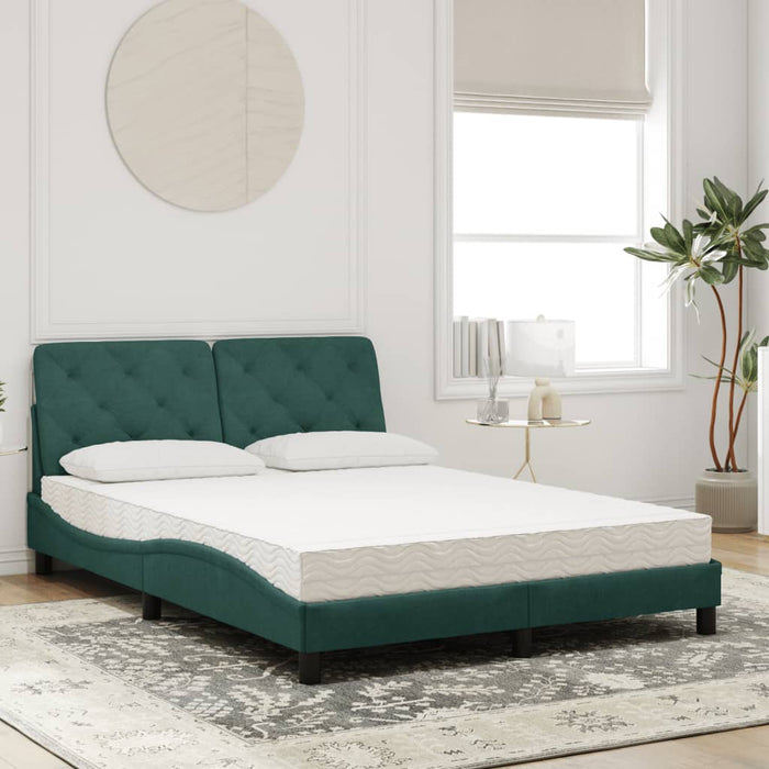 Letto con Materasso Verde Scuro 140x200 cm in Velluto 3208661