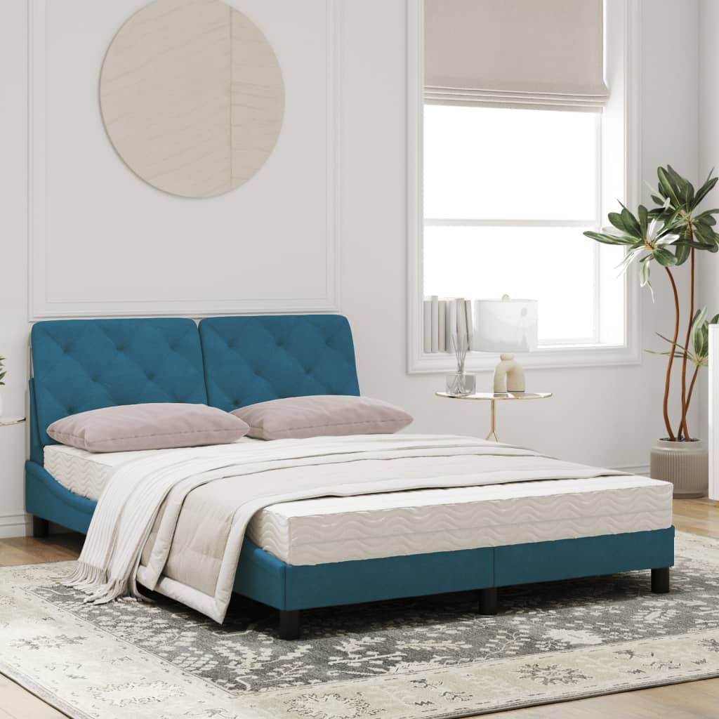 Letto con Materasso Blu 140x200 cm in Velluto 3208662