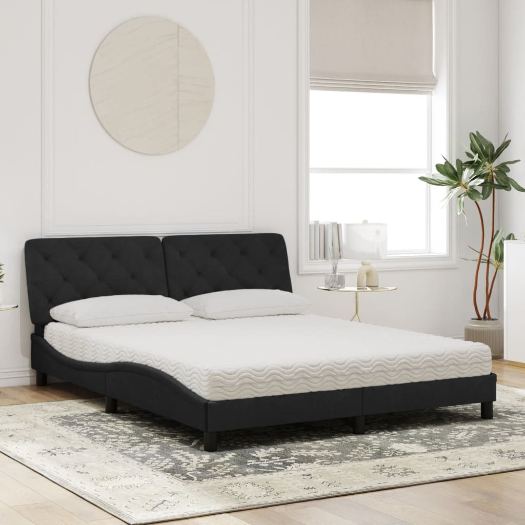 Letto con Materasso Nero 160x200 cm in Velluto 3208666