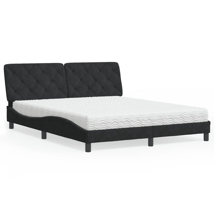 Letto con Materasso Nero 160x200 cm in Velluto 3208666