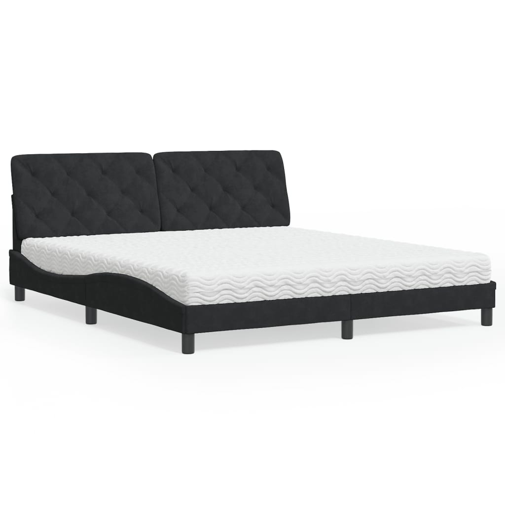 Letto con Materasso Nero 180x200 cm in Velluto 3208672