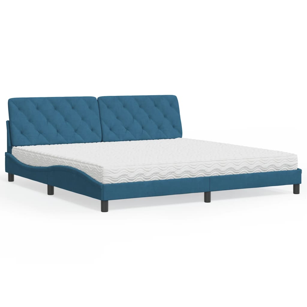 Letto con Materasso Blu 200x200 cm Velluto 3208680