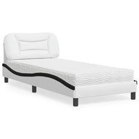 Letto con Materasso Nero e Bianco 90x200 cm in Similpelle 3208702