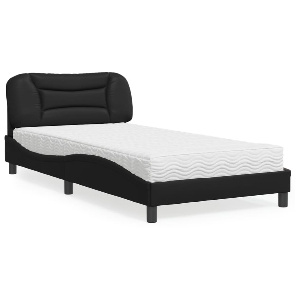 Letto con Materasso Nero 100x200 cm in Similpelle 3208703