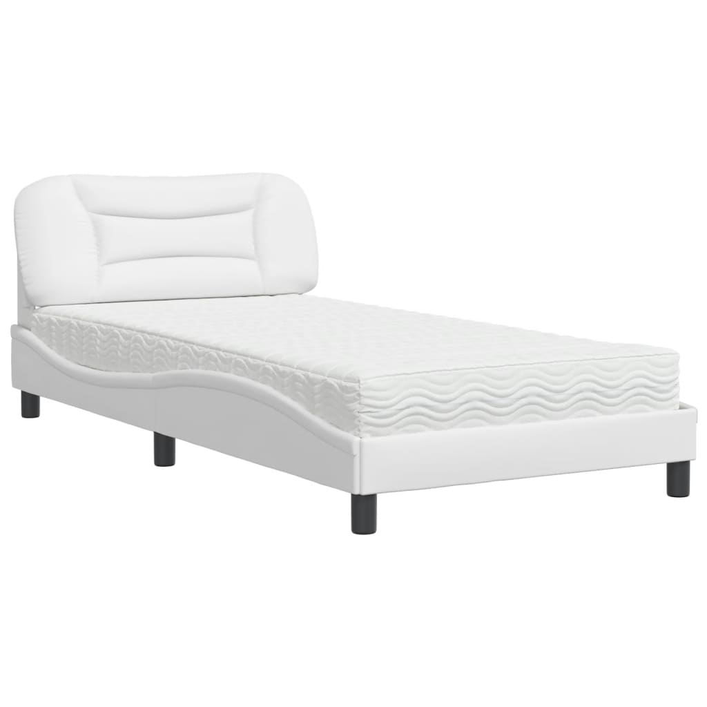 Letto con Materasso Bianco 100x200 cm in Similpelle 3208704