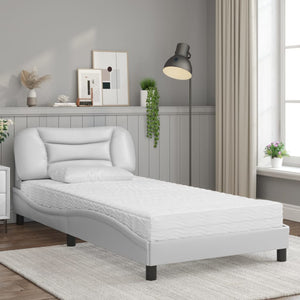 Letto con Materasso Bianco 100x200 cm in Similpelle 3208704