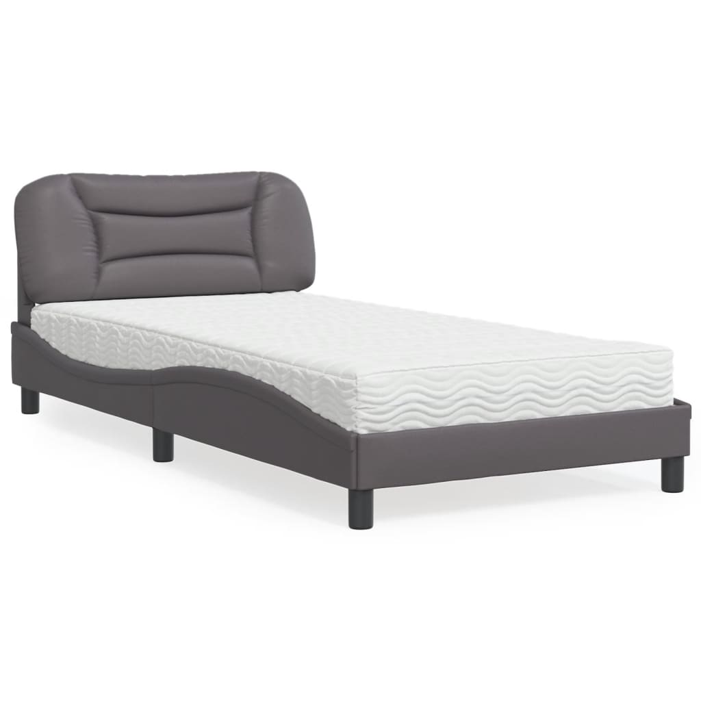 Letto Materasso Grigio 100x200 cm in Similpelle 3208706