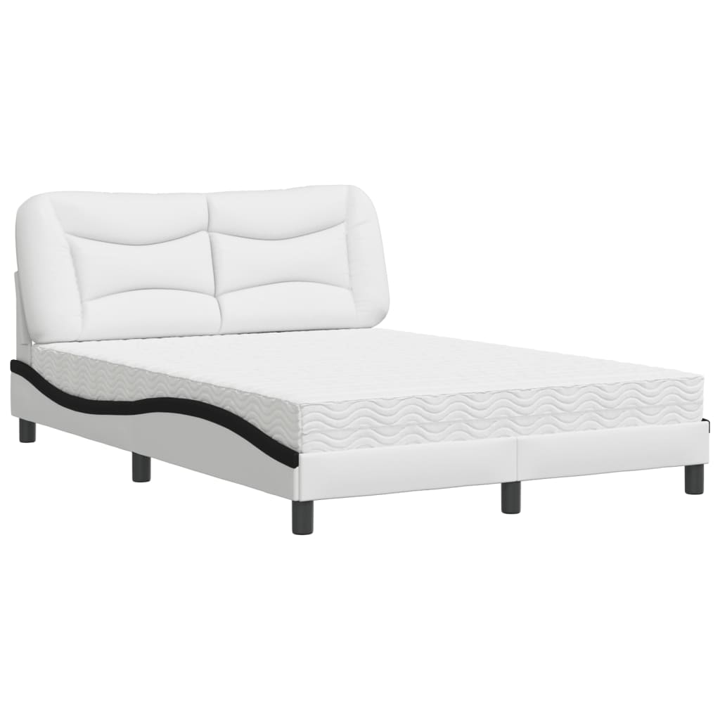 Letto con Materasso Nero e Bianco 120x200 cm in Similpelle 3208716