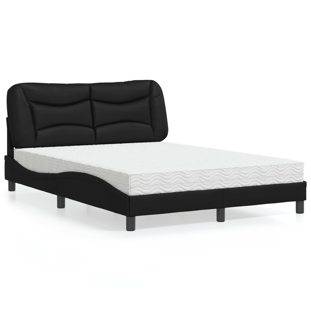 Letto con Materasso Nero 140x190 cm in Similpelle 3208717