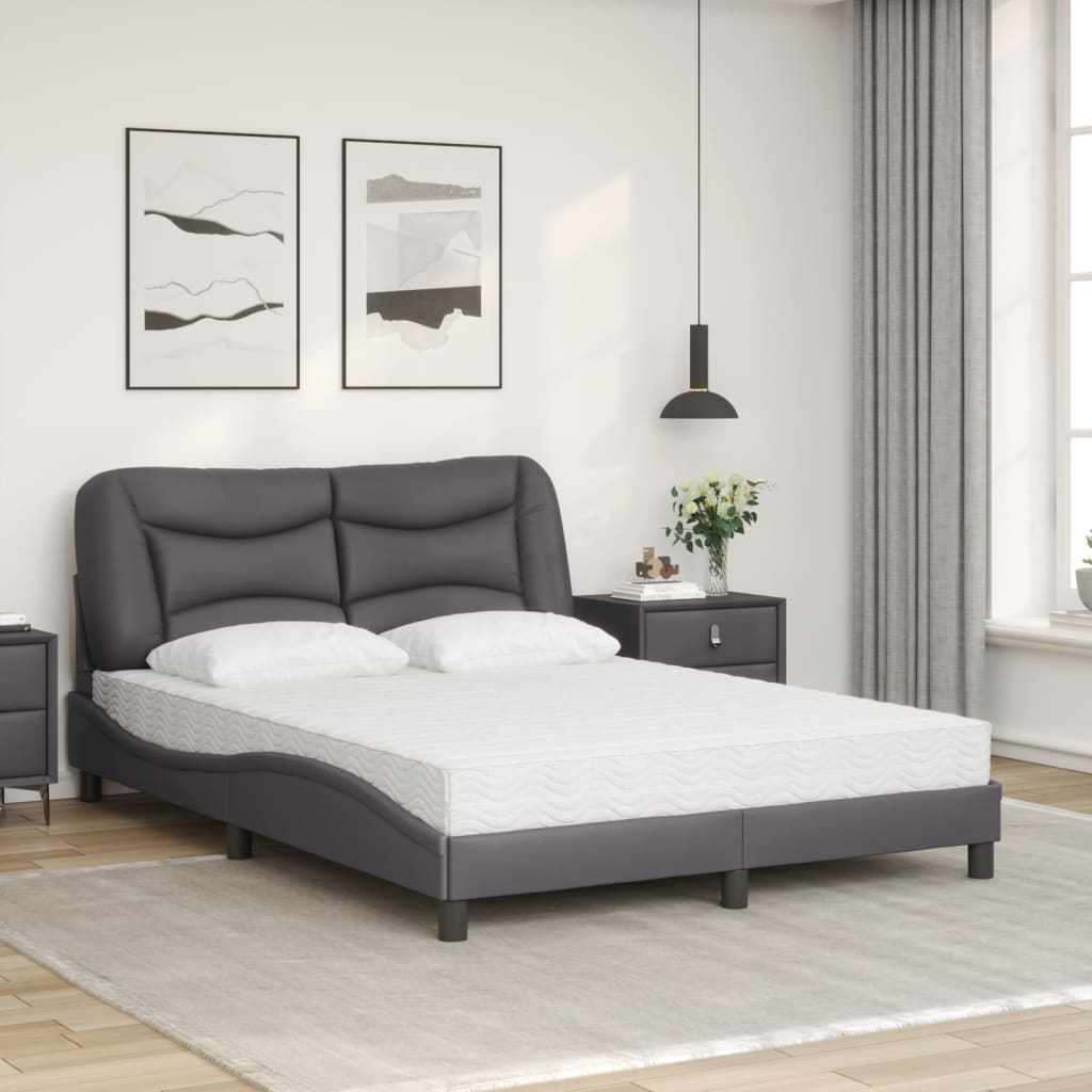 Letto con Materasso Grigio 140x190 cm in Similpelle 3208720