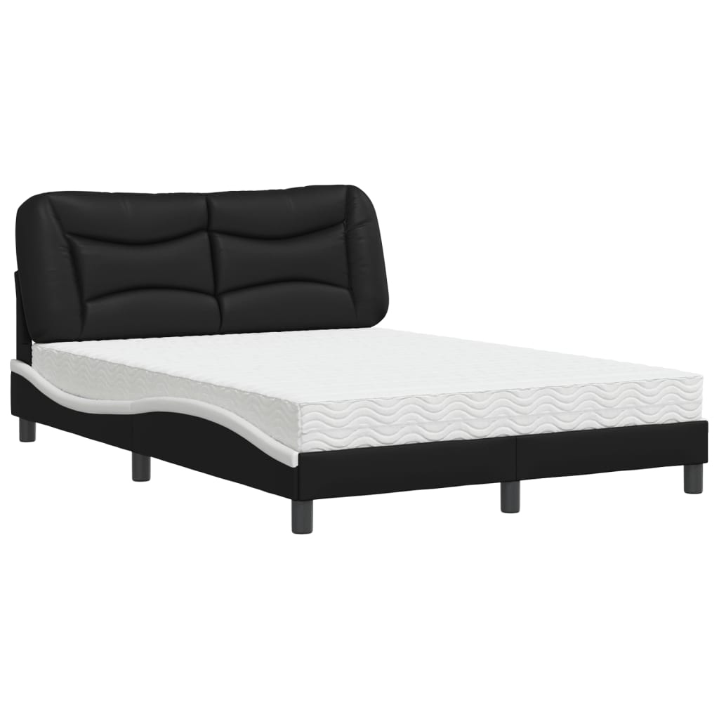 Letto con Materasso Nero e Bianco 140x200 cm in Similpelle 3208729