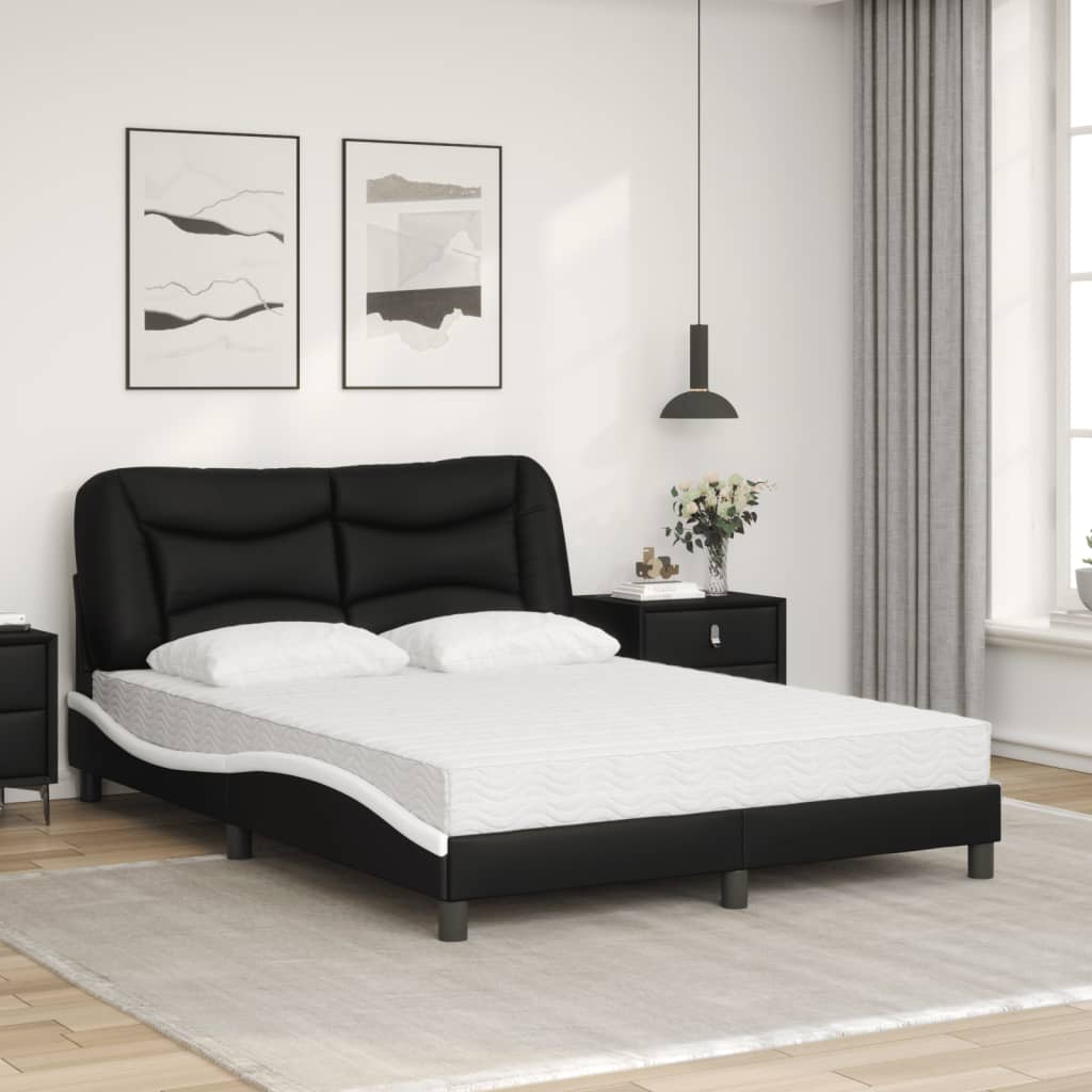 Letto con Materasso Nero e Bianco 140x200 cm in Similpelle 3208729