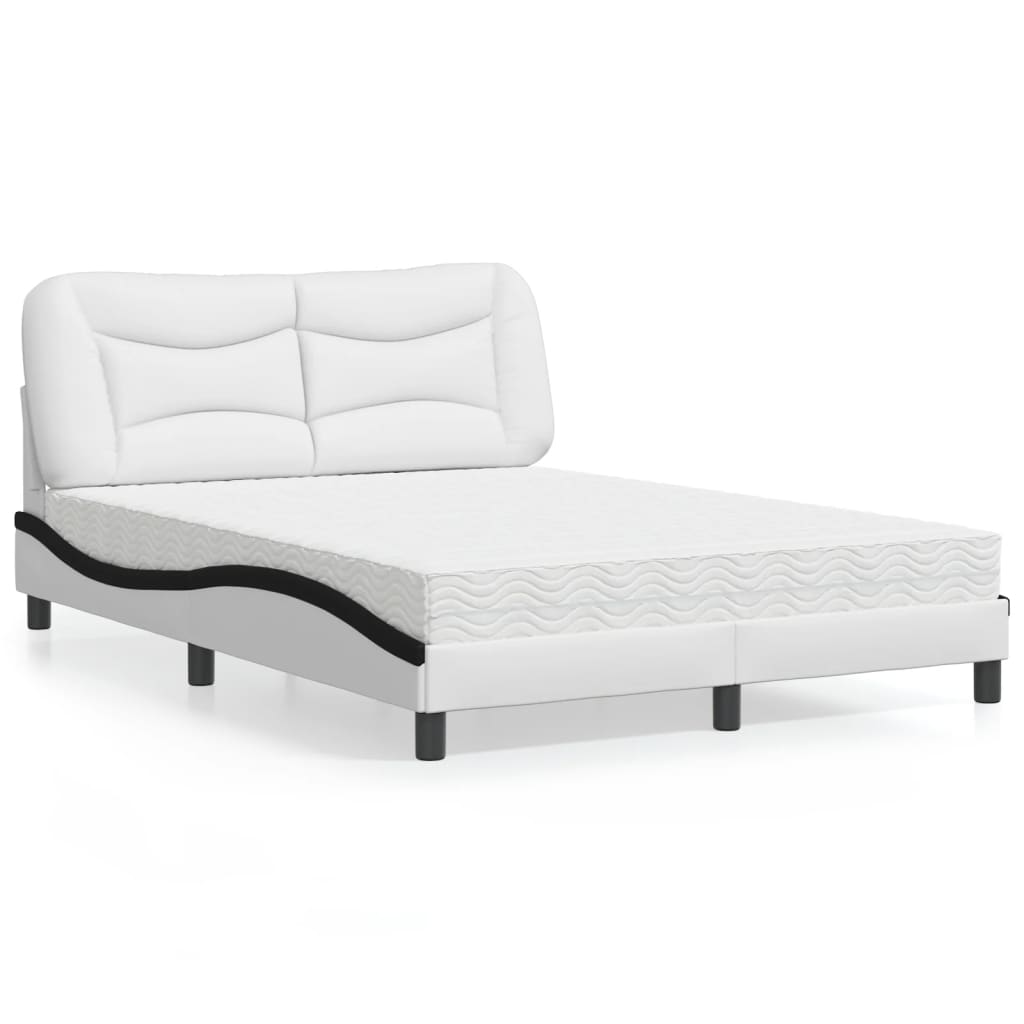 Letto con Materasso Bianco e Nero 140x200 cm in Similpelle 3208730