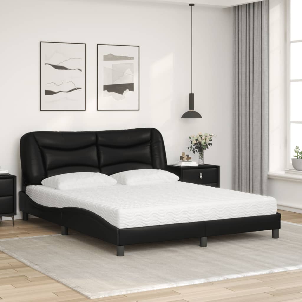 Letto con Materasso Nero 160x200 cm in Similpelle 3208731