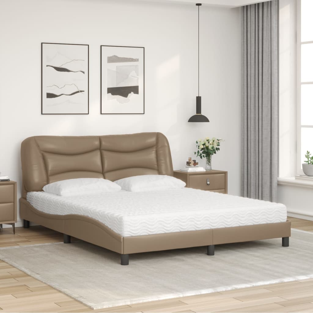 Letto con Materasso Cappuccino 160x200cm Similpelle 3208735