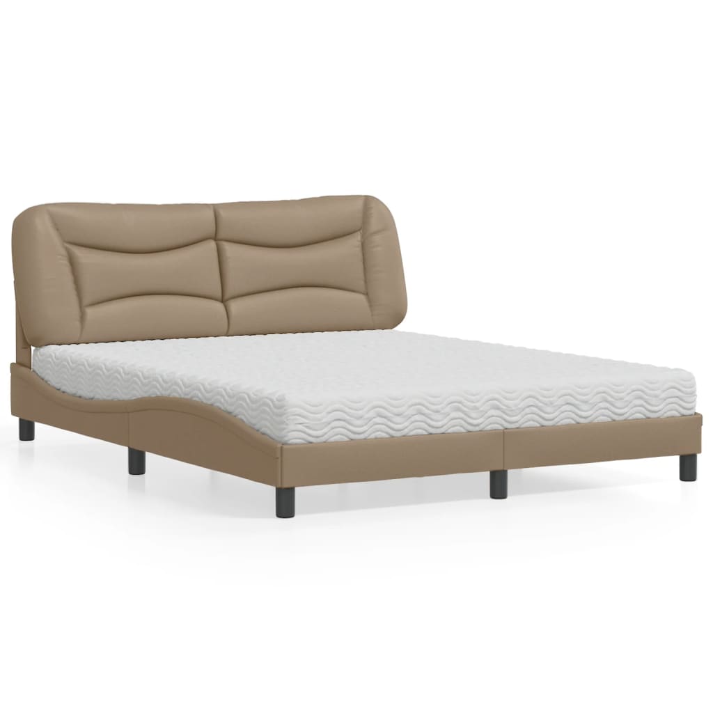 Letto con Materasso Cappuccino 160x200cm Similpelle 3208735