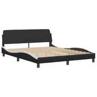 Letto con Materasso Nero e Bianco 160x200cm Similpelle 3208736